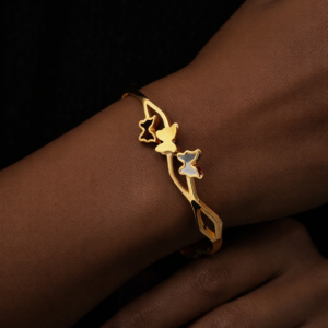 elegant gold butterfly bangle close up