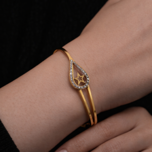 elegant gold butterfly bangle close up