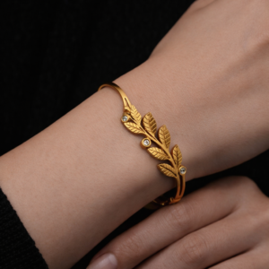 elegant gold butterfly bangle close up
